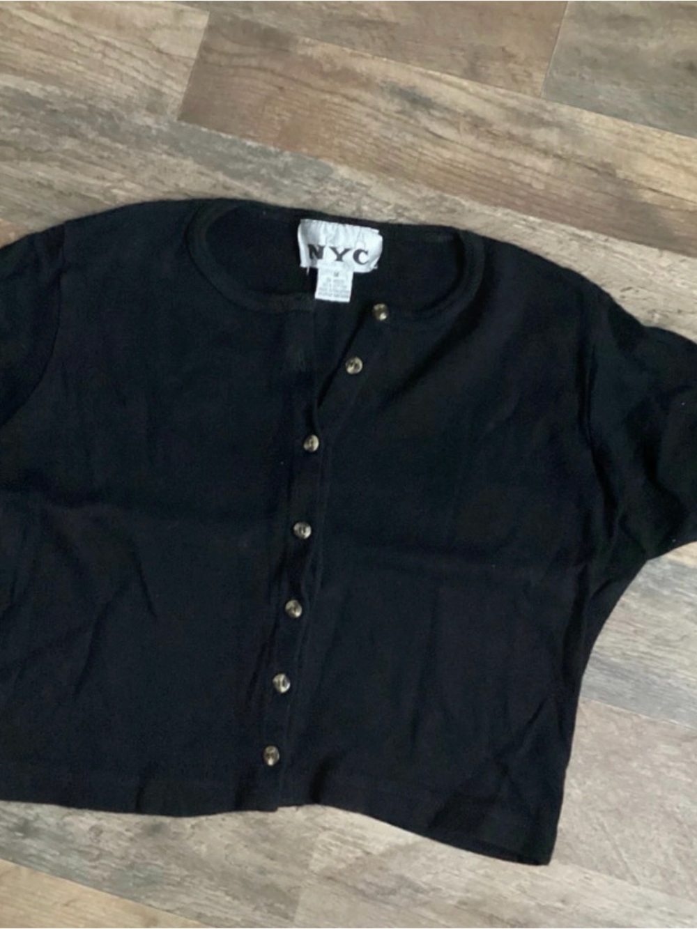 NYC Black Button-Front Short Sleeve shirt